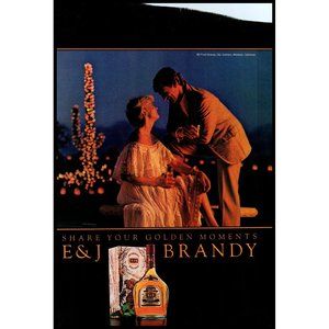 1982 E&J Brandy Vintage Print Ad Desert Cactus Christmas Lights Wall Art Photo